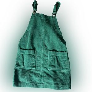 Green corduroy overall dress